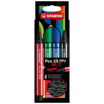 STABILO Pen 68 MAX 4-pack ARTY fiberpenna med kilspets