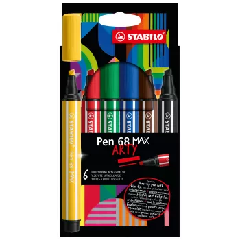STABILO Pen 68 MAX 6-pack Arty Edition fiberpennor med kilspets