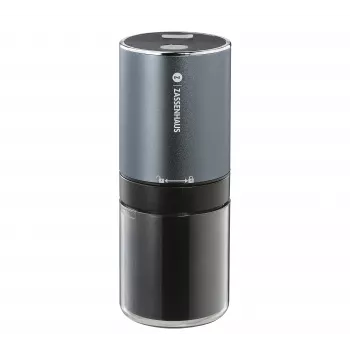 Zassenhaus Mini Master USB-kaffekvarn, koniskt keramiskt malverk, laddningsbar, svart/silver