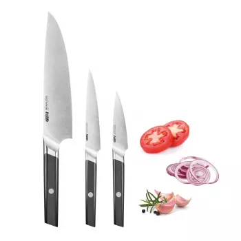 GEFU ACURO 3-delat knivset - kockkniv, allroundkniv och skalkniv