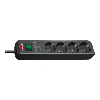 Brennenstuhl Eco-Line 4-fack grenuttag med överspänningsskydd 1,5 m svart 13,5kA