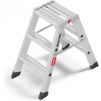 Hailo Master D80 2 x 3 steg dubbelsidig hopfällbar stege, aluminium, 150 kg belastning, EN 131