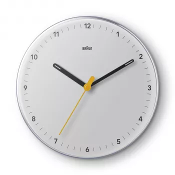 Braun BC26W Kvartsväggklocka Analog Silent Sweep 23 cm vit
