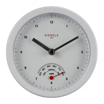 KIENZLE mini badrumsklocka (14980) - vit, analog, kvarts, batteridriven, sugkoppsfäste, stänksäker