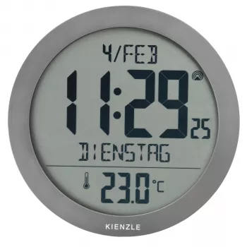 KIENZLE DCF radiostyrd väggklocka med rumstemperaturvisning, antracit