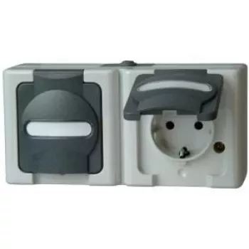 HEINRICH KOPP BLUE ELECTRIC Utanpåliggande kombination brytare och Schuko-uttag, grå (131256002)