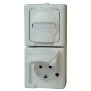 HEINRICH KOPP BLUE ELECTRIC Utanpåliggande dubbeluttag IP44 arktisvit 2-fack vertikal (131402009)