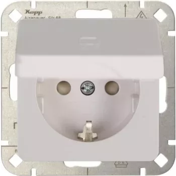 Heinrich Kopp HK02 Schuko-uttag med förhöjt beröringsskydd, renvit (RAL 9010), infälld