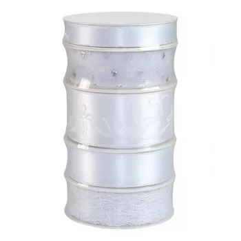 C.E. Pattberg bröllopspresentband set Satin vit 15/25/40 mm x 5 rullar x 3 m