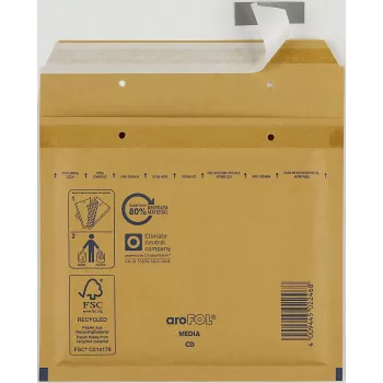 Vereinigte Papierwarenfabriken 100 aroFOL CLASSIC Padded Bubble Mailers, storlek 11 (A1), 165x100 mm, brun/Kraft