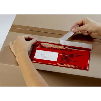 Vereinigte Papierwarenfabriken Docufix självhäftande dokumentficka DL följesedel/faktura röd/transparent förpackning med 1000