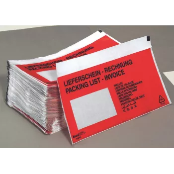 Vereinigte Papierwarenfabriken dokumentficka DIN Lang med fönster flerspråkig följesedel faktura 225x122 mm