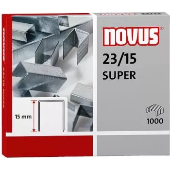 Novus Dahle Novus 23/15 SUPER häftklammerpaket - 1,5 cm - 1000 häftklamrar - stål - rostfritt stål