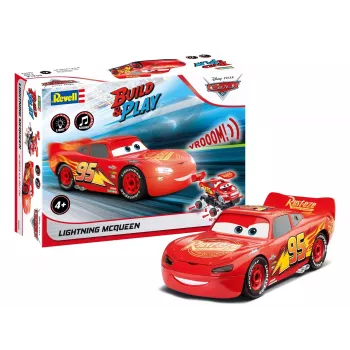 Revell Build & Play Disney Pixar Cars Lightning McQueen fordon med ljus och ljud, skala 1:20, byggsats att sätta ihop