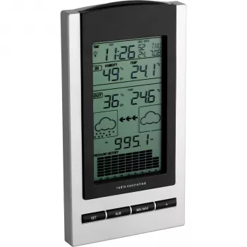 TFA Gaia radiostyrd väderstation med färg-LCD, 433 MHz, DCF-77 radiostyrd, svart