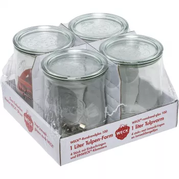 WECK Rundrandglas Tulip 1,0L 4-delars set