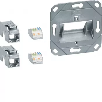Hager GMKSRJ45C6A2 anslutningsmodul 2x RJ45 Cat.6a för UAE centralplatta 2-fack halogenfri