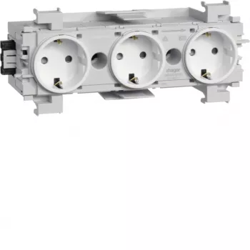 HAGER GS30019016 3-fack uttag, polarvit, insticksklämmor