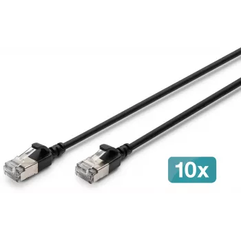 DIGITUS CAT 6A F-FTP slim patchkabel, koppar, LSZH, 1,5 m, svart, 10 st