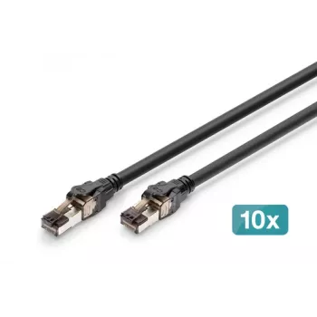DIGITUS CAT 8.1 S/FTP patchkabel, Cu, LSZH, 0,5 m, svart, 10 st