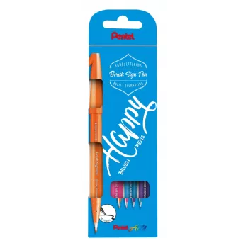 Pentel Sign Pen Brush Pen set 4 färger svart röd blå grön