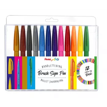 Pentel 12 SES15-12 Brush Pen-set blandade färger