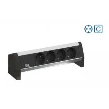 Bachmann Desk 1 uttagslist – 3 AC-uttag typ F – aluminium/plast – 324 mm – inomhus