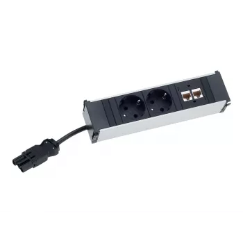 Bachmann CONI 4x UK-uttag 45° vinklad grenuttagsenhet 3.15A säkring 1x modulplats svart