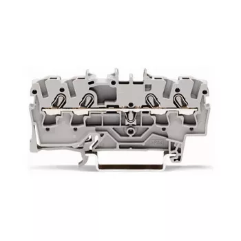 WAGO 2002-1401 genomgångsklämma, 4-ledar, 2,5 mm², Push-in CAGE CLAMP, 800 V, grå