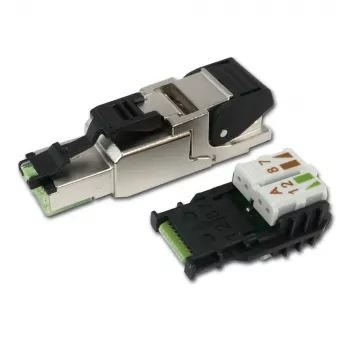 Telegärtner RJ45-kontakt MFP8 Cat.6a (Deep), T568A med förmonterad dammskyddskåpa, robust zinkgjutgods - 1 st (J00026A2004)