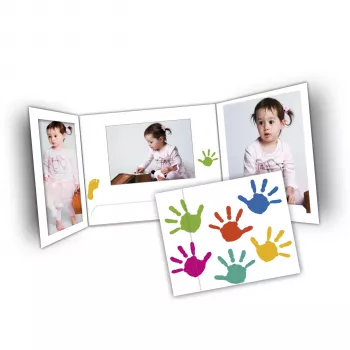 DAIBER handporträttfotomappar 13x18 cm, 25-pack, vit med flerfärgat handavtrycksmönster