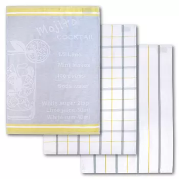 Dyckhoff Mojito Cocktail Checkered diskhandduksset 3-delat 50x70 cm