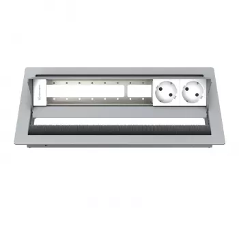 Kindermann CablePort standard² 6-fack skrivbordsanslutningsfält hölje silver