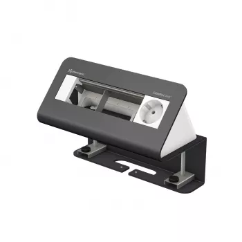 Kindermann CablePort desk² 4-fack skrivbordsanslutningsplatta - 4 schuko-uttag, 2x RJ45 Cat.6A, 2x USB-A, 1x HDMI, 1x USB-C, svart