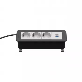 Kindermann CP Office Desk strömmodul 4-fack 3x schuko 1x USB-A (7550000223)
