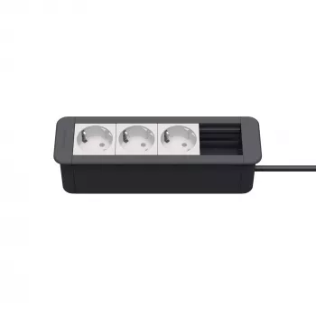 Kindermann CP Office Frame 4-fack 3 x Power Socket skrivbordsanslutningshub silver