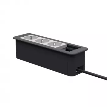 Kindermann CP Office Frame 4-fack 3 x Power Socket skrivbordsanslutningshub silver