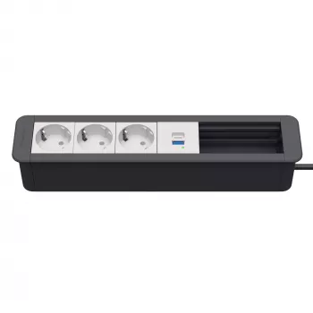 Kindermann CP Office Frame 6-fack 3x schuko 1x USB-A laddanslutning