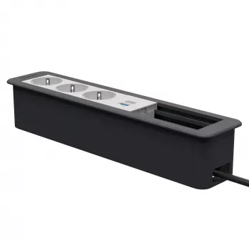 Kindermann CP Office Frame 6-fack 3x schuko 1x USB-A laddanslutning