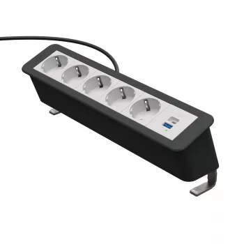 Kindermann CP Office Desk 6-fack 5x Schuko 1x USB-C PD 60W grenuttag med klämma