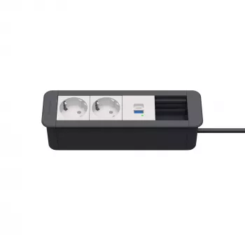 Kindermann CP Office Frame 4-fack 2x Schuko 1x USB-C PD bordsström- och datamodul