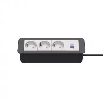 Kindermann CP Office Frame 4-fack 3x Schuko 1x USB-C PD bordsanslutningsmodul