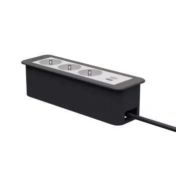 Kindermann CP Office Frame 4-fack 3x Schuko 1x USB-C PD bordsanslutningsmodul