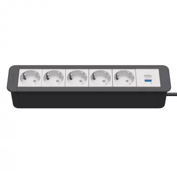 Kindermann CablePort Office Frame 6-fack 5x Schuko 1x USB-C PD 60W silver