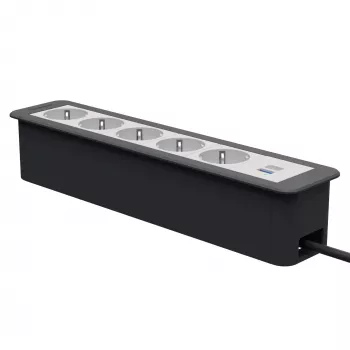 Kindermann CablePort Office Frame 6-fack 5x Schuko 1x USB-C PD 60W silver