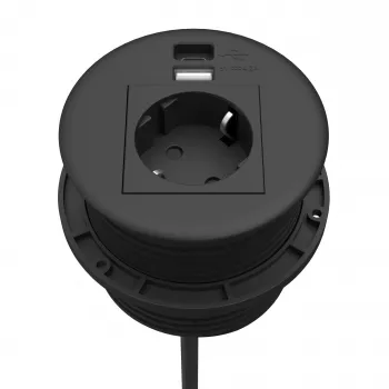 Kindermann CablePort Table svart (STS-R90-2 svart) – bordsanslutningspanelhölje