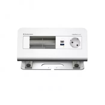 Kindermann CablePort desk² 4-fack 1x Schuko-uttag 1x USB-A-laddning silver