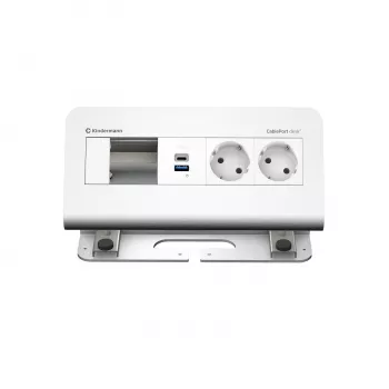 Kindermann CablePort desk² 4-fack 2x ström 2x USB bordsanslutningsmodul, aluminium
