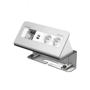 Kindermann CablePort desk² 4-fack 2x ström 2x USB bordsanslutningsmodul, aluminium