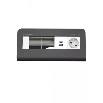 Kindermann CP desk² 80 4-fack bordsanslutningspanel med 1x ström och 1x USB-A, silver/svart
